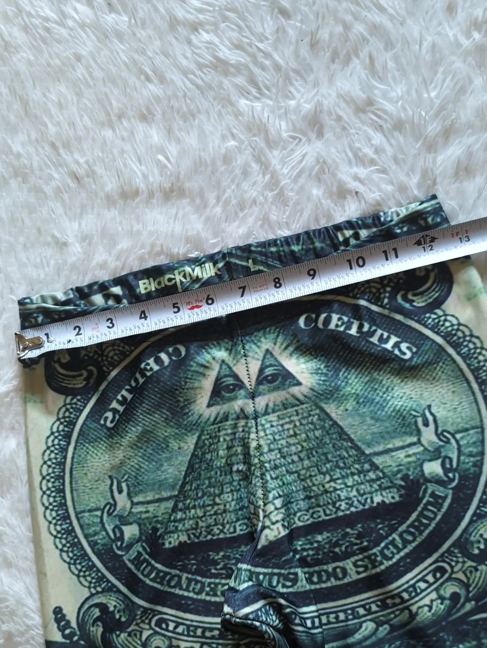 Blackmilk Old School The Dollar Green Illuminati Themed Leggings Size Large - Picture 10 of 13
